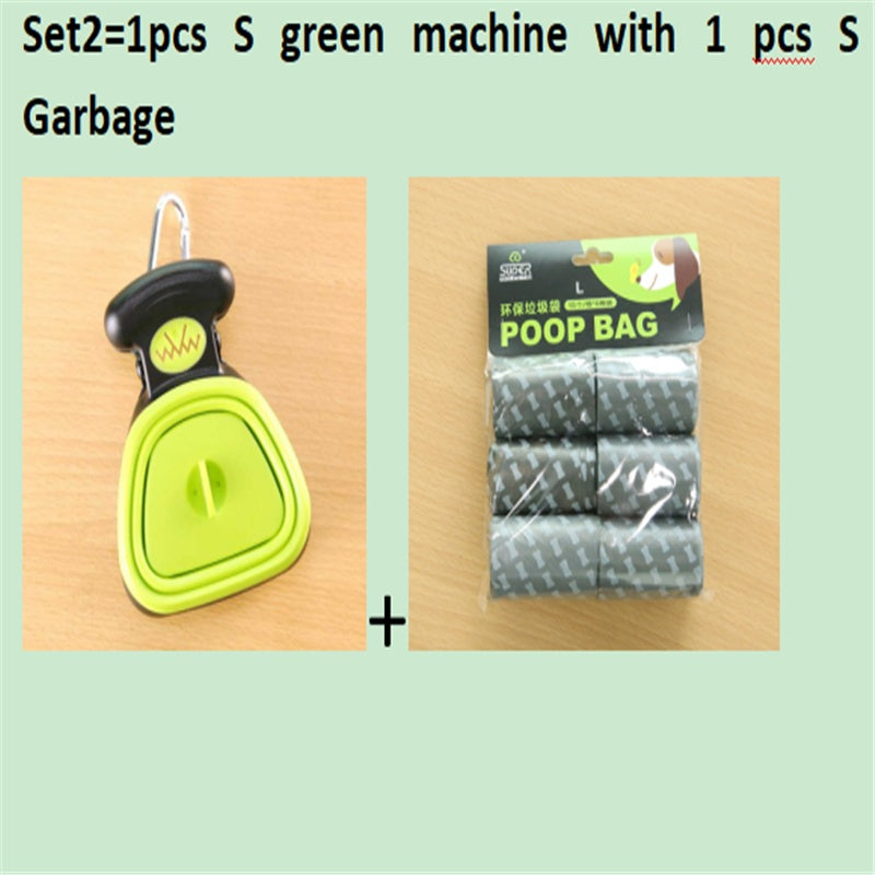 Foldable Dog Pooper Scooper For Travel With 1 Roll Biodegradable Bags Clean Up Excreta Easily
