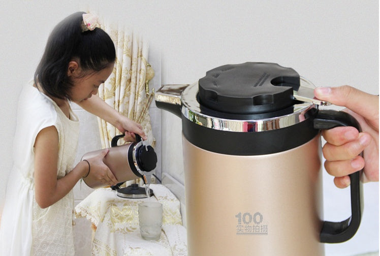 Compact Electric Kettle 2L Double Insulated Stainless Steel With Scale Window And Push Button Operation 1000W