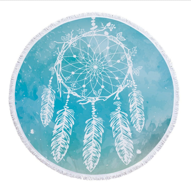 Dream net microfiber round beach towel Yoga pad with tassel