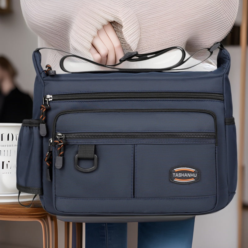 Men's Large Capacity Casual Shoulder Messenger Bag Oxford Cloth 12 Inch for Travel Work and Daily Use