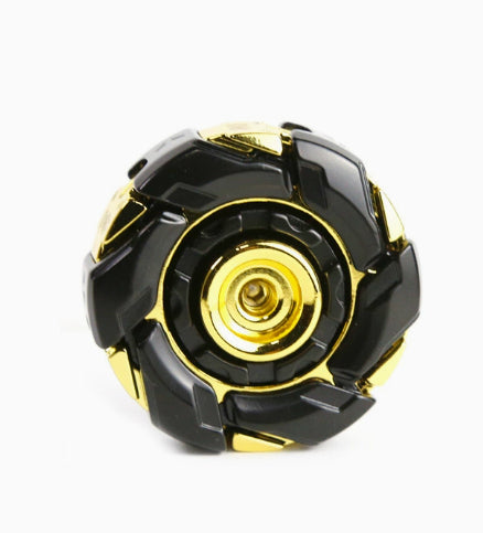Black and gold rotating fingertip decompression gyro toy with circular center hub