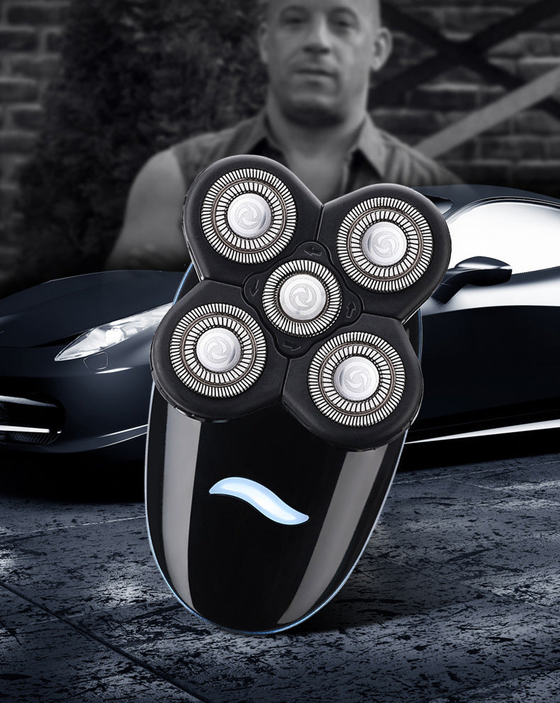 5 In 1 4D Rechargeable Bald Head Shaver With Precision Trimmer Nose And Ear Trimmer Facial Cleaning Brush