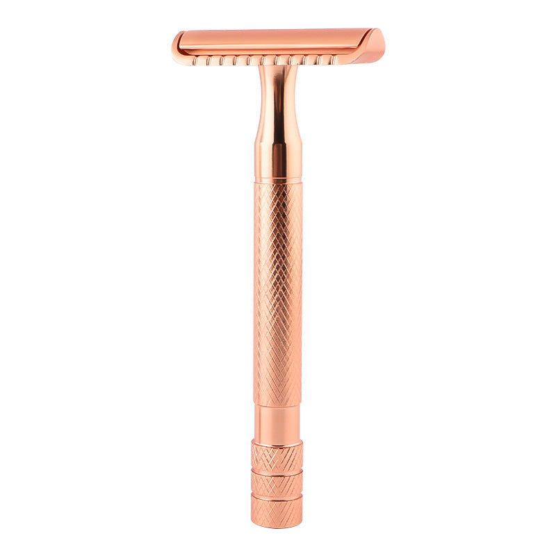 Vintage Manual Razor Shaver With 5 Replacement Blades In Matte Black, Rose Gold Or Silver