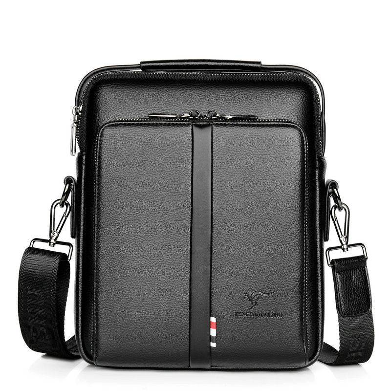 Men's PU Leather Crossbody Backpack With Large Capacity Vertical Portable Shoulder Bag For Business Travel
