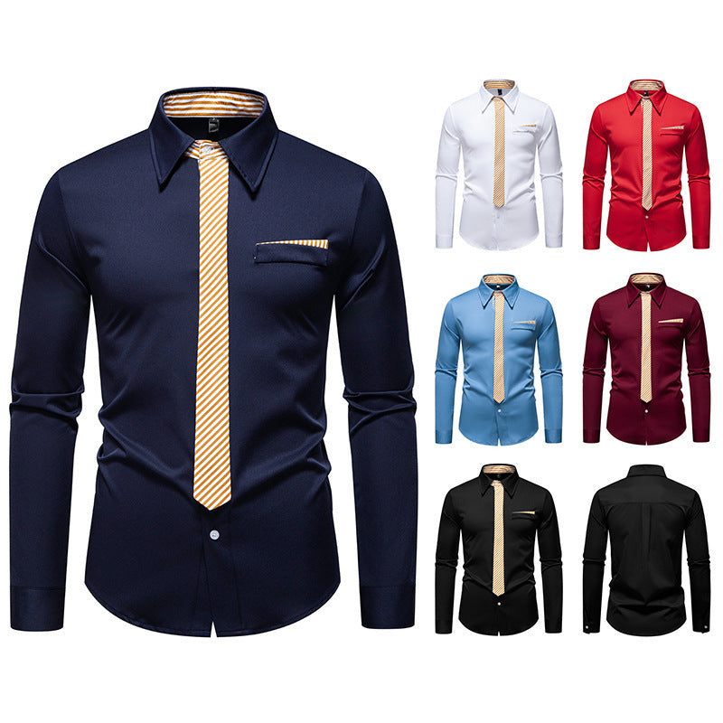 New Fashion Temperament Men's Long-sleeved Shirt