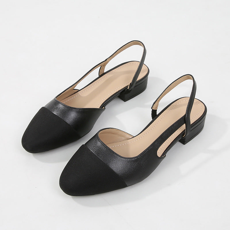 Hollow Color Matching Low Heel Sandals - Women's Small Size Summer Shoes