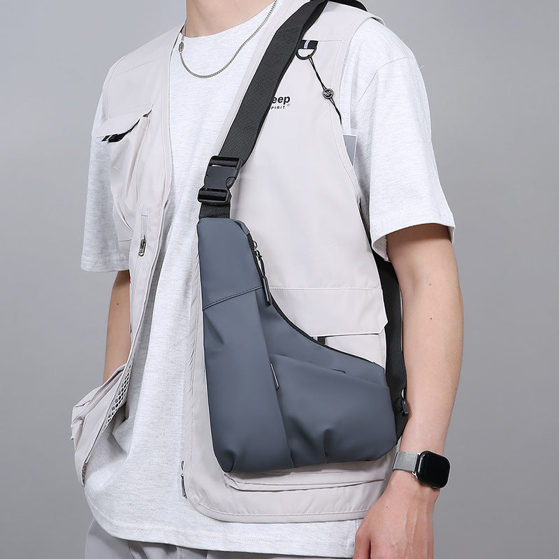Anti Theft Sports Shoulder Messenger Bag for Men Gray and Black PU Material Crossbody Bag Wear Resistant Fashion