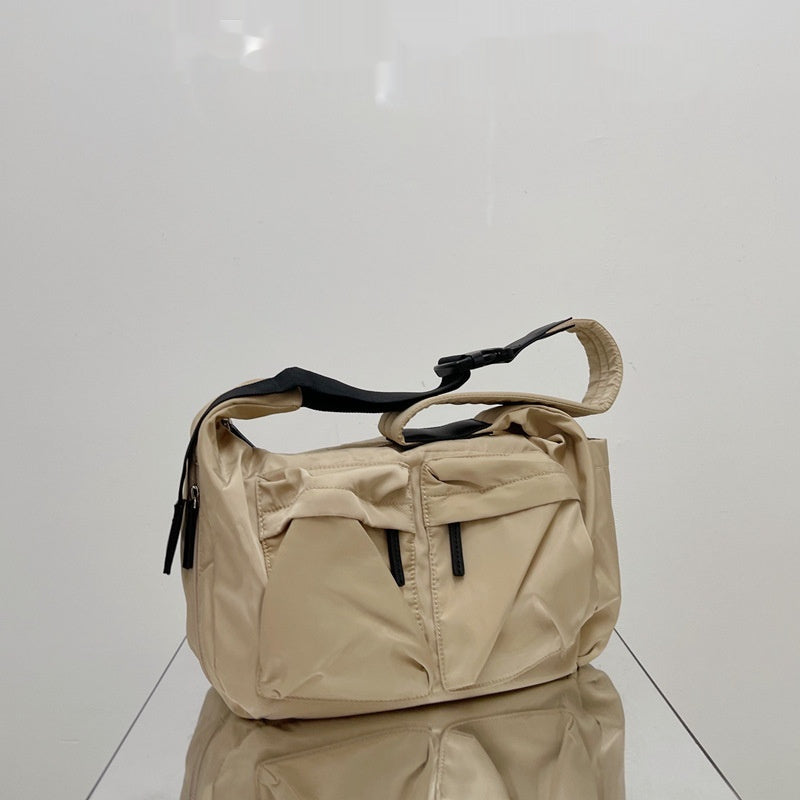Nylon Crossbody Bag For Everyday Use With Simple Sports Style Unisex Design Available In Green Apricot White Black