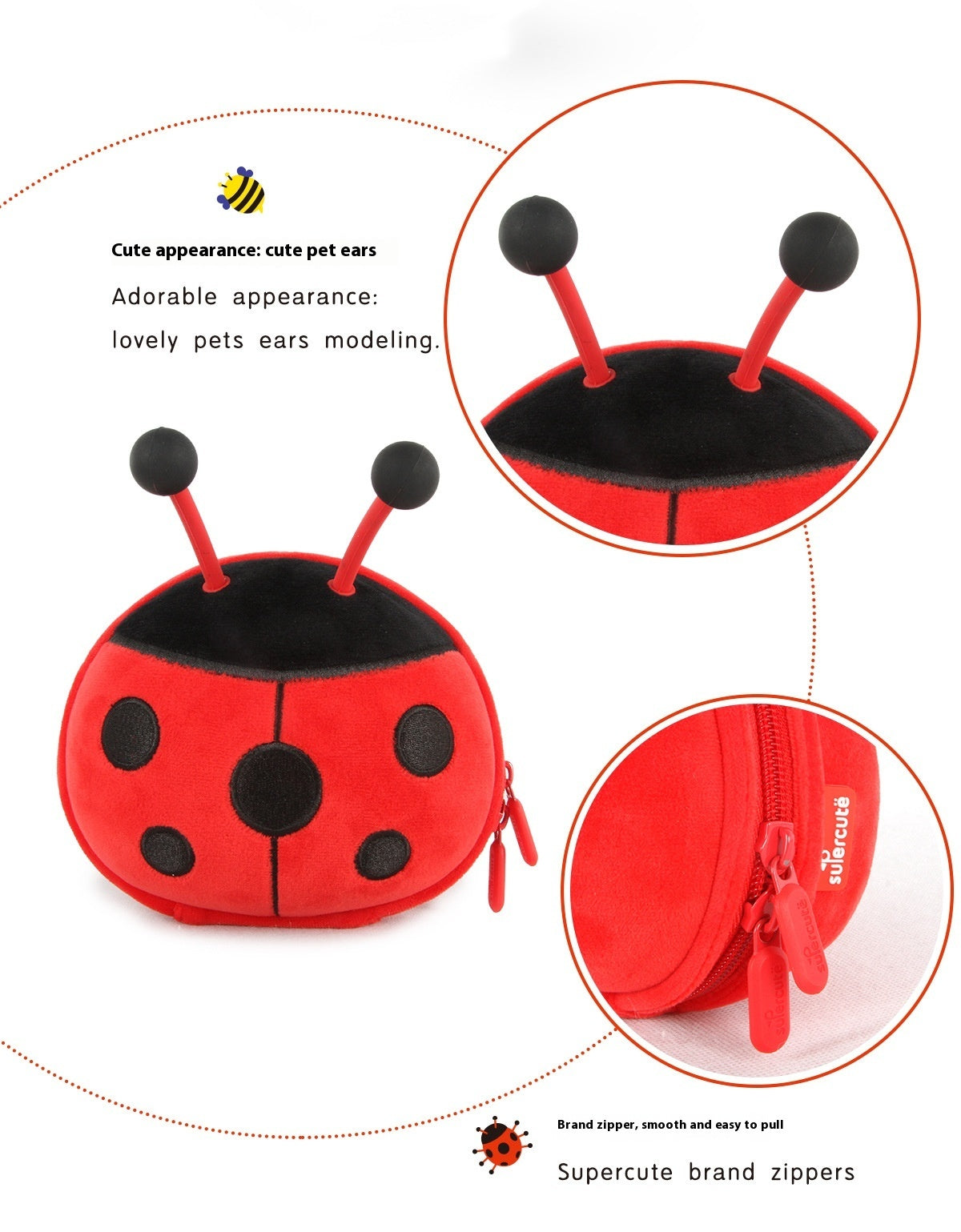 Cute One Shoulder Crossbody Kids Bag Insect Pattern EVA Material Lightweight Embroidered Design