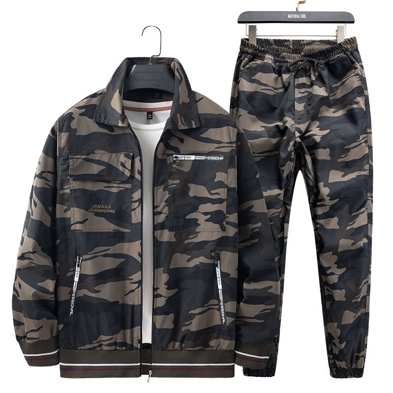 Thin Camouflage Cargo Pants Suit Men's Wear-resistant Dirt-resistant Lightweight