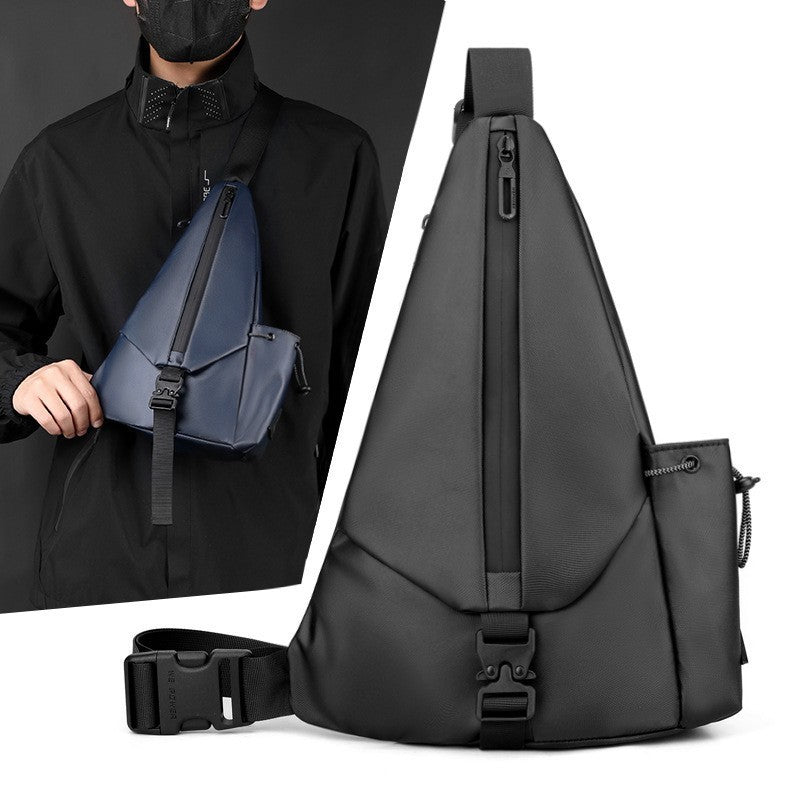 Derm Mens Crossbody Motorcycle Chest Bag Triangle Sunday Bag Waterproof Durable Everyday Carry Gray Black Green Blue