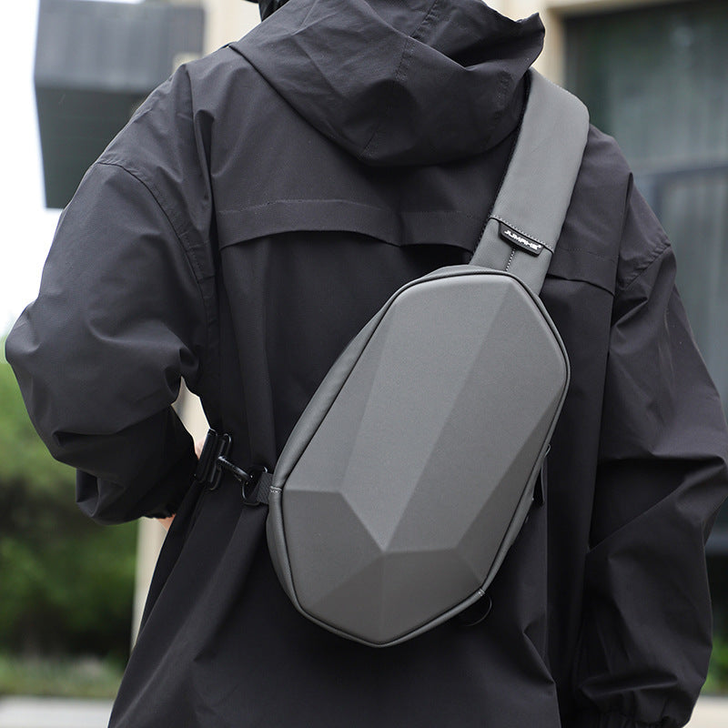 New Outdoor Crossbody Bag For Men Waterproof Ultra Light USB Interface Travel Chest Bag Black Gray