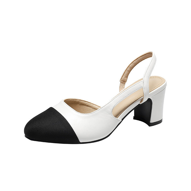 Hollow Color Matching Low Heel Sandals - Women's Small Size Summer Shoes