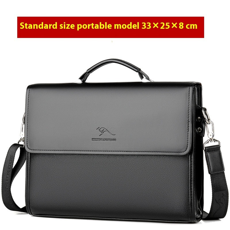 Men's PU Leather Handbag Business Briefcase Crossbody Shoulder Bag For Daily Use In Brown Or Black