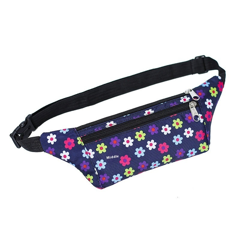 Men Outdoor Running Crossbody Phone Bag Multi Functional Floral Pattern Waterproof Oxford Cloth