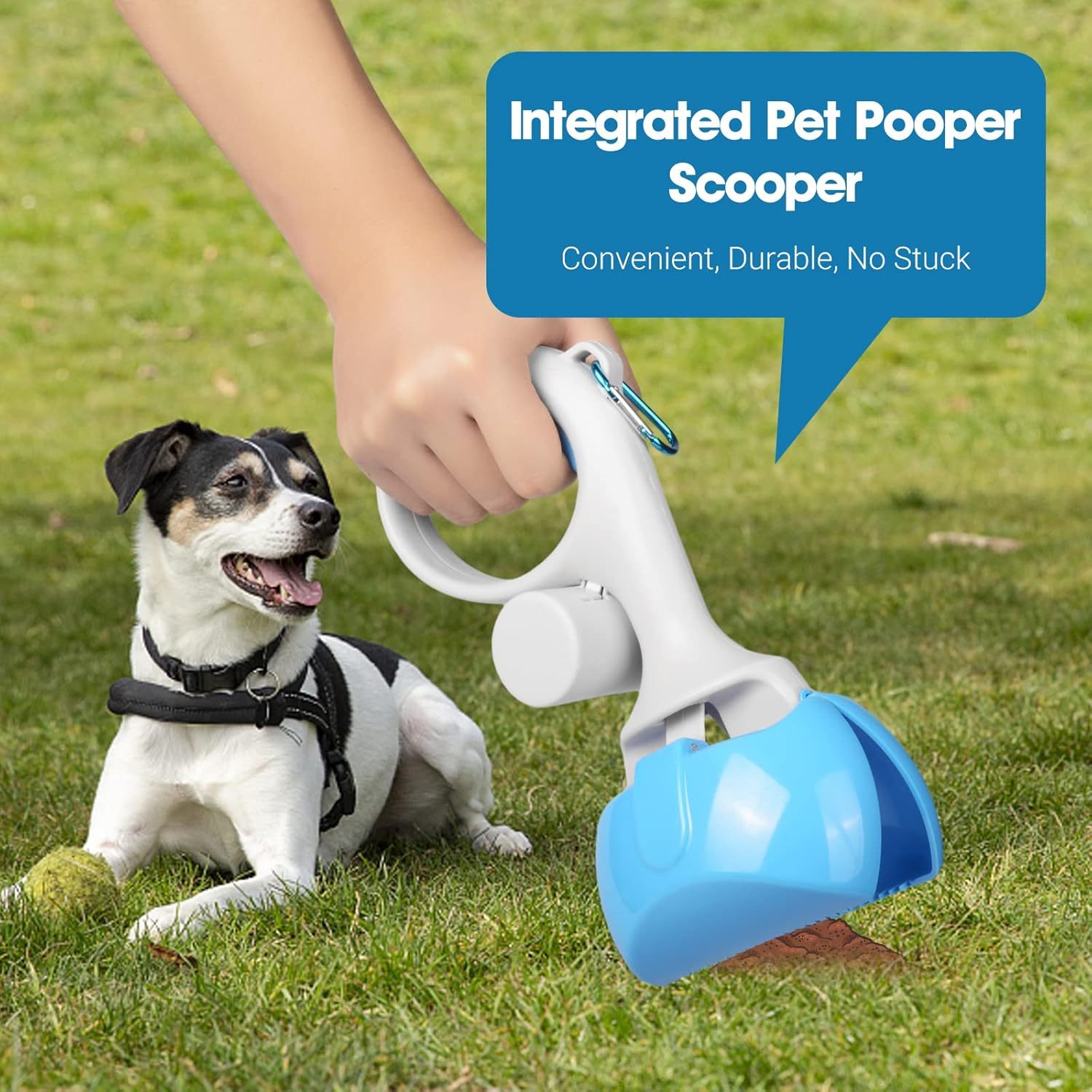 Pet Pooper Scooper With Built-In Trash Bag Holder Non-Breakable High-Strength ABS Plastic Grass And Gravel Cleanup