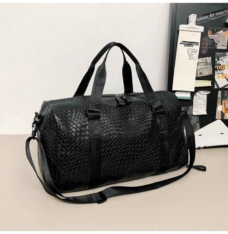 Portable Crossbody Luggage Bag One Shoulder For Short Distance Travel Large Capacity 56L 75L Waterproof PU Plaid
