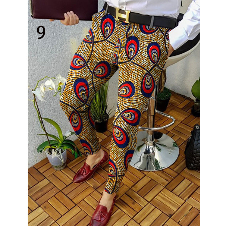 Men's 3D Printed Plaid Casual Trousers - Slim Fit British Style