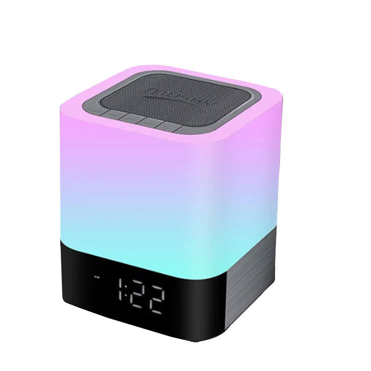 Bluetooth Speaker With LED Night Light And Clock With Alarm Function Compact Size 100 By 100 By 112 Millimeters