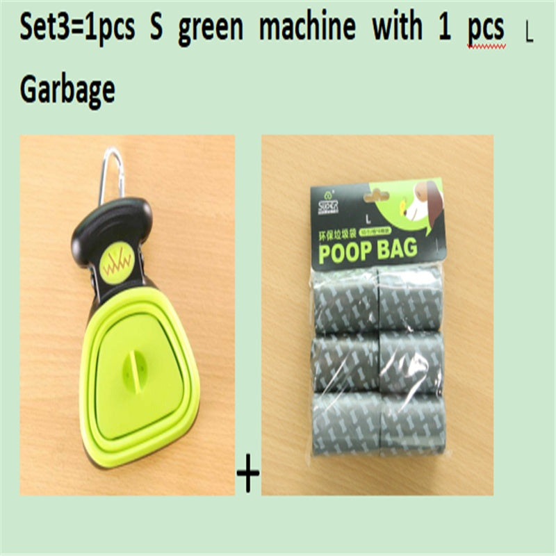 Foldable Dog Pooper Scooper For Travel With 1 Roll Biodegradable Bags Clean Up Excreta Easily