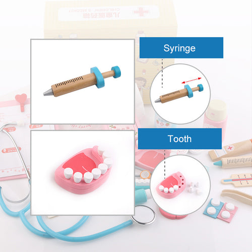 Doctor toy set with syringe and tooth set pieces
