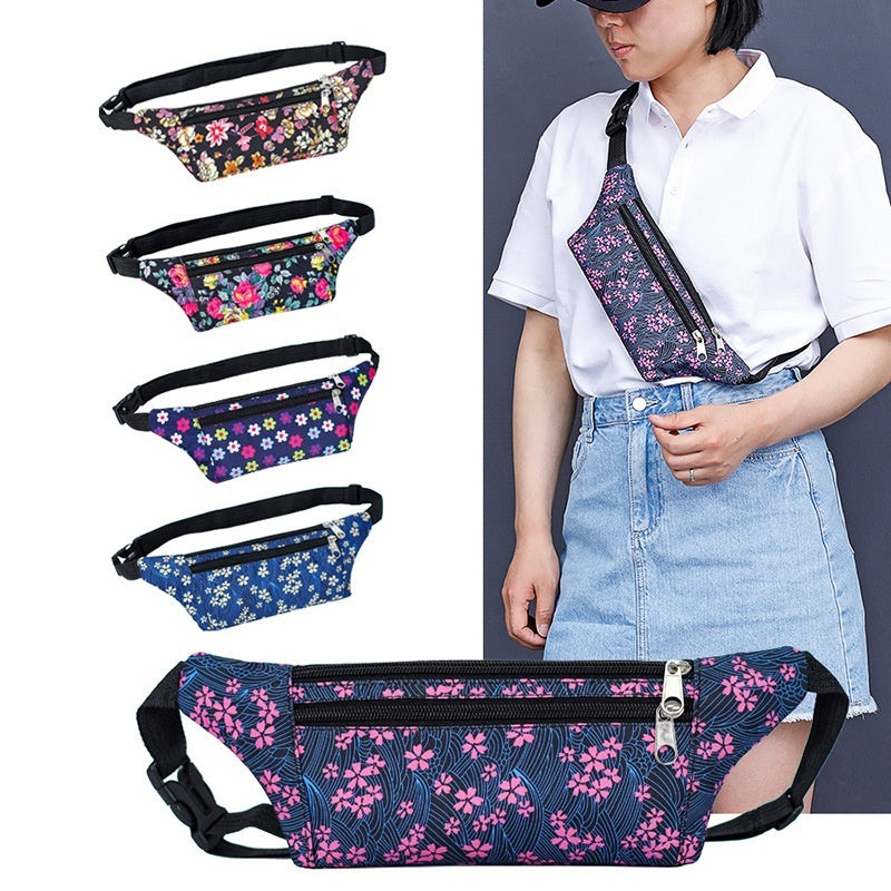 Men Outdoor Running Crossbody Phone Bag Multi Functional Floral Pattern Waterproof Oxford Cloth
