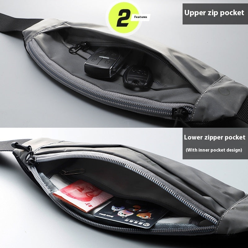 Unisex Night Running Reflective Waterproof Close Fitting Waist Bag For Outdoor Sports Ultralight Breathable Expandable