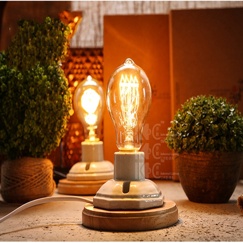 Retro Ceramic Table Lamp with Dimming Switch - Vintage Style Lighting