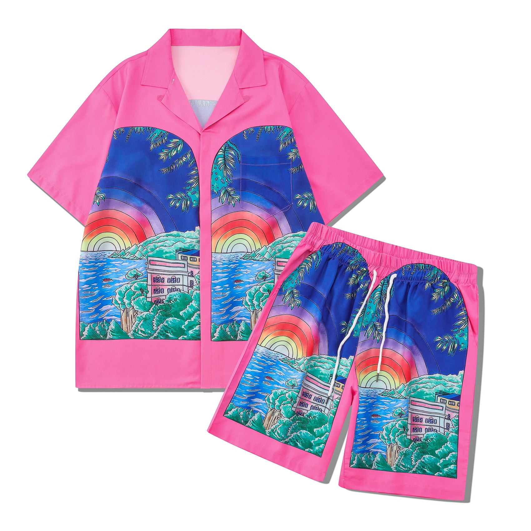 Beach Men And Women Short Sleeve Shirt Outfit