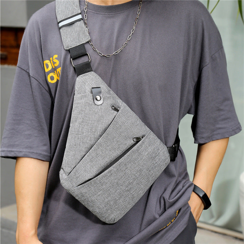 Blue Black Gray Mens Casual Sports Checkered Outdoor Single Shoulder Bag Wear Resistant Polyester