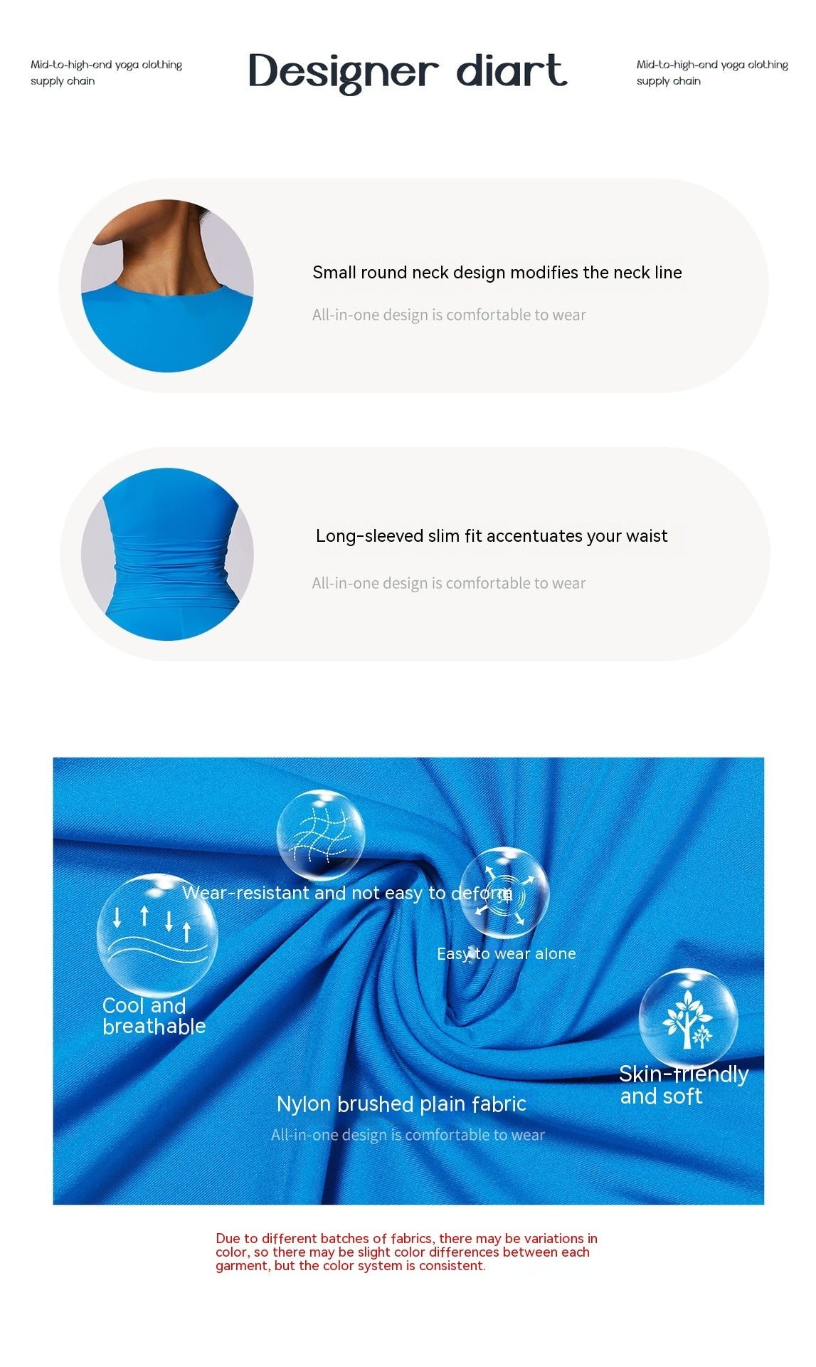 Brushed Nylon Long Sleeve Yoga Top Solid Color Leisure Workout Clothing For Running Cycling Hiking