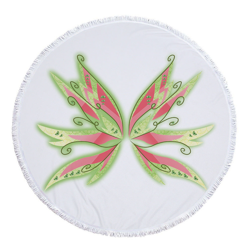 Round Printed Beach Towel With Microfiber And Tassels Feels Soft