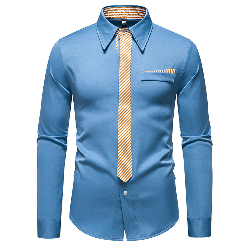 New Fashion Temperament Men's Long-sleeved Shirt