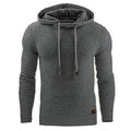 Men's cotton-blend pullover hoodie in dark gray with textured knit and drawstring hood