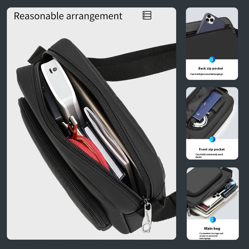 Mountain Satchel Crossbody Bag For Men PU Leather Small Shoulder Bag For Casual Business Solid Color