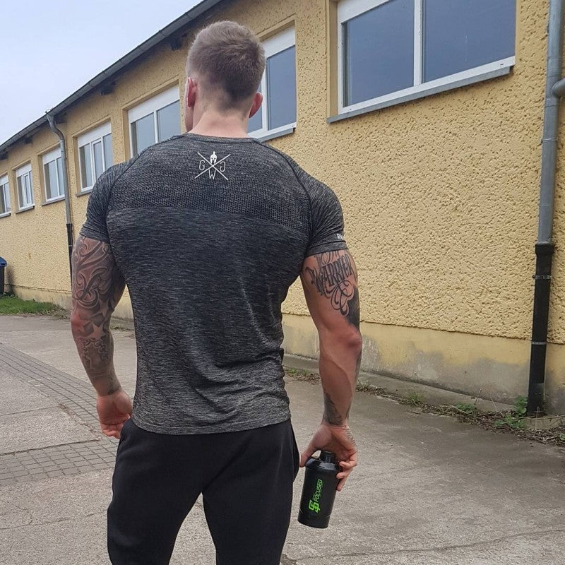 Short Sleeve Polyester Workout Clothing For All Sizes M To XXXL Orange Blue Grey Light Grey