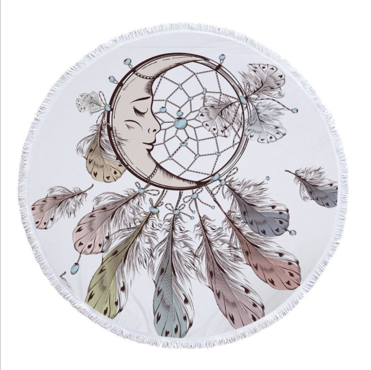 Dream net microfiber round beach towel Yoga pad with tassel