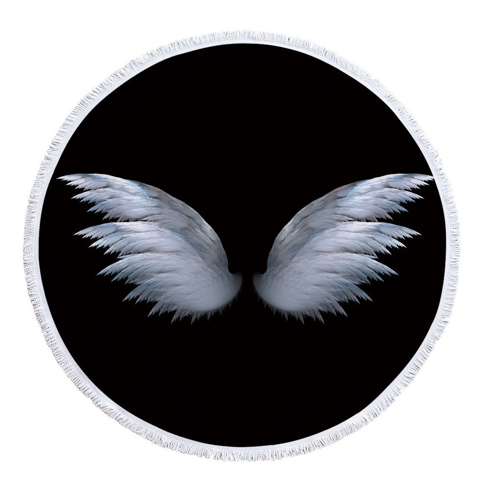 Round Printed Beach Towel With Microfiber And Tassels Feels Soft