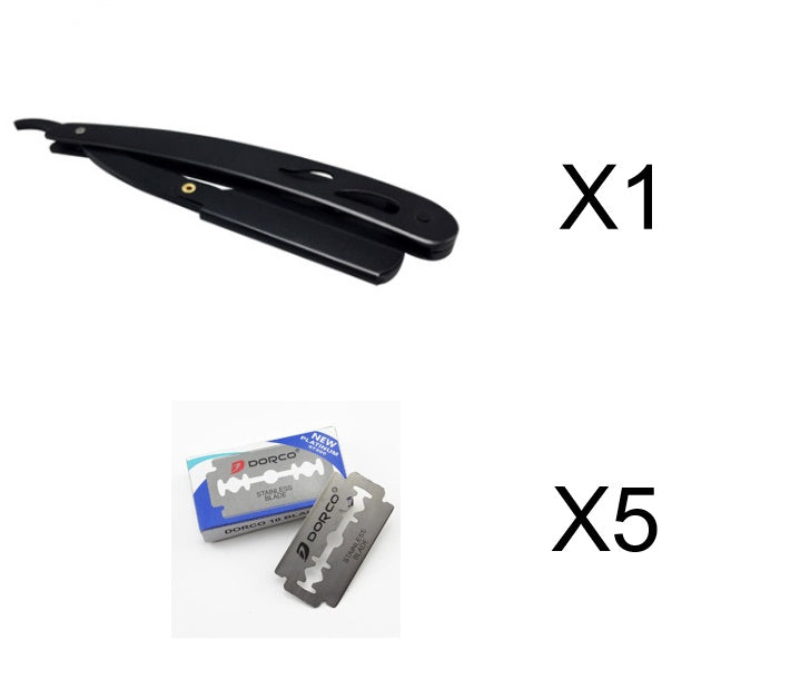 Stainless Steel Razor With 10 Blades Professional Straight Razor For Smooth Clean Shave