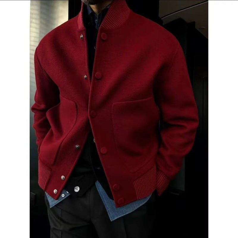Solid Color Stand-up Collar All-match Trendy Jacket Coat