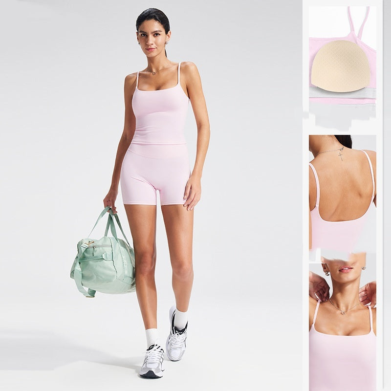 Nude Feel Brushed Back Spaghetti Straps Exercise Vest
