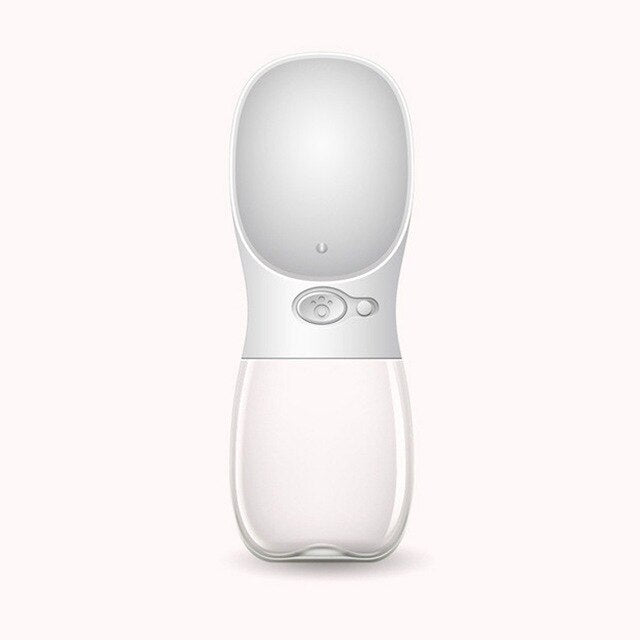Portable pet water bottle with filter, white dispenser bottle