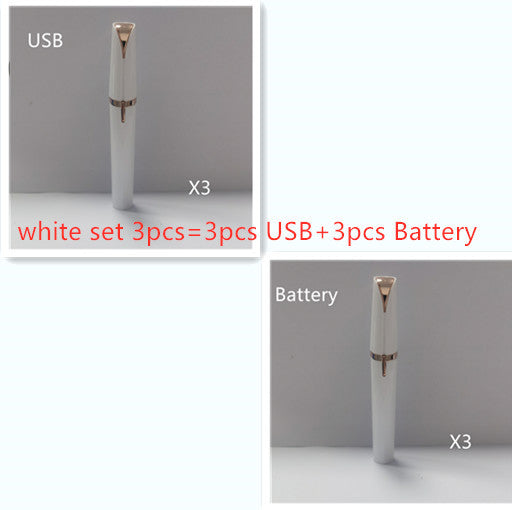 Mini Electric Eyebrow Trimmer Lipstick Brows Pen Hair Remover Painless Razor Epilator With LED Light
