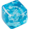 Blue translucent snowflake squishy block stress relief toy with internal foam flakes