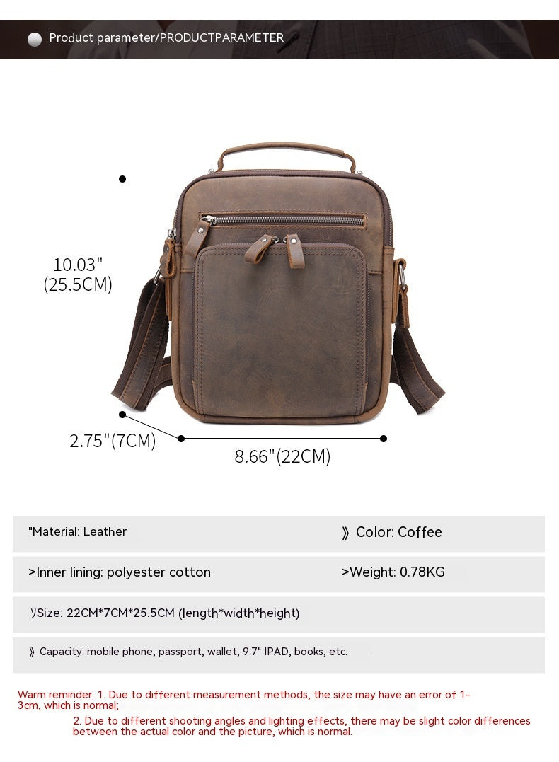 leather large capacity retro shoulder messenger bag waterproof expandable design for everyday use