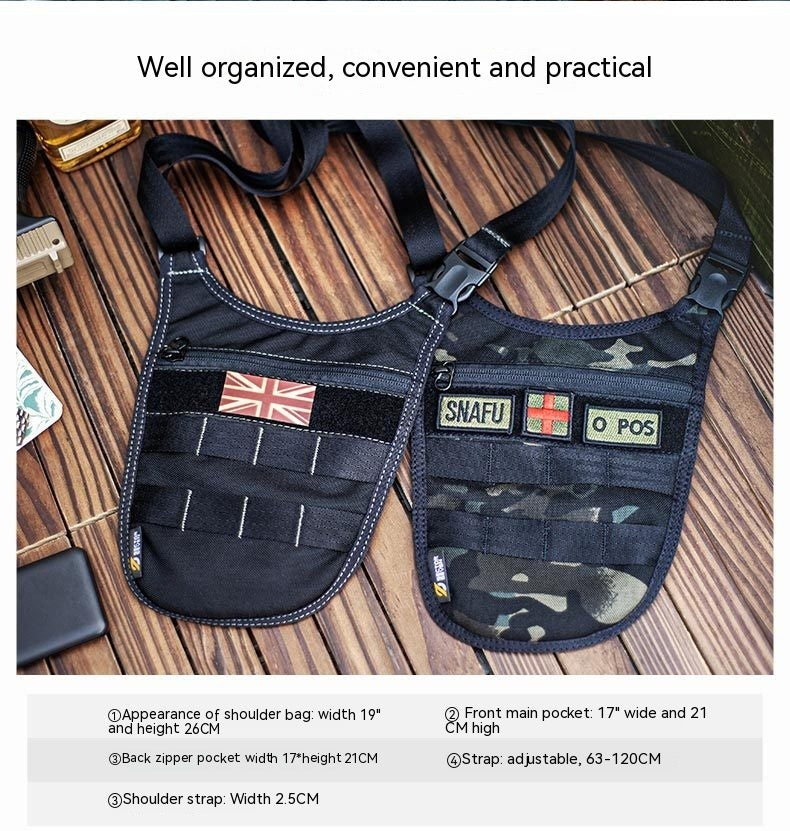 Underarm Invisible Shoulder Messenger Bag Anti Theft For Outdoor Sports Nylon Black