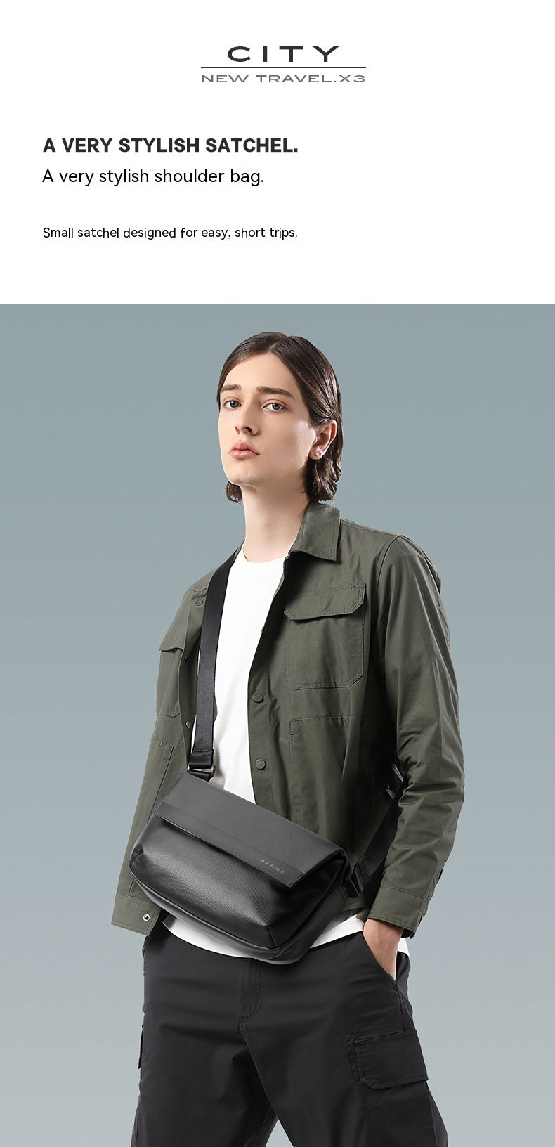 Crossbody Mens Lightweight Fashion Shoulder Bag Waterproof Oxford Cloth For Travel And Everyday Use Black Gray