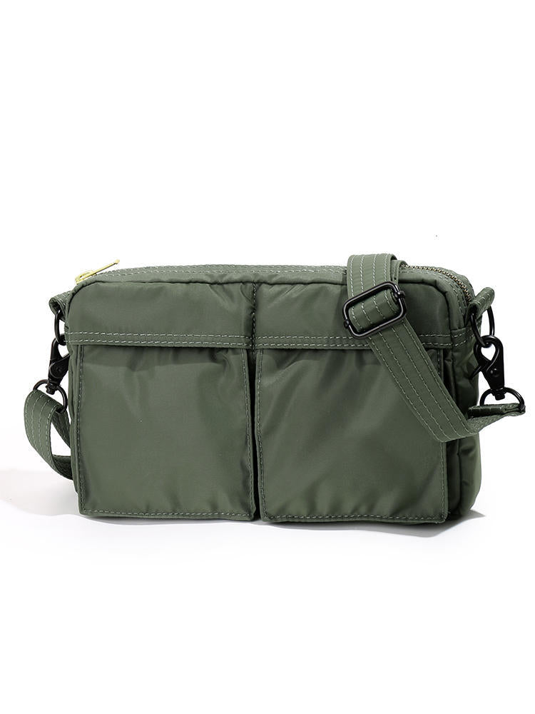 Japanese Classic Casual Travel Sling Bag Crossbody Nylon Zipper One Shoulder With Phone Pocket ID Holder
