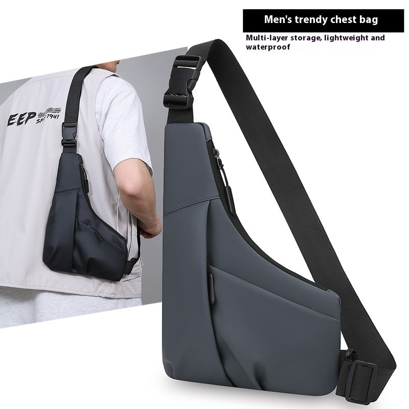 Anti Theft Sports Shoulder Messenger Bag for Men Gray and Black PU Material Crossbody Bag Wear Resistant Fashion