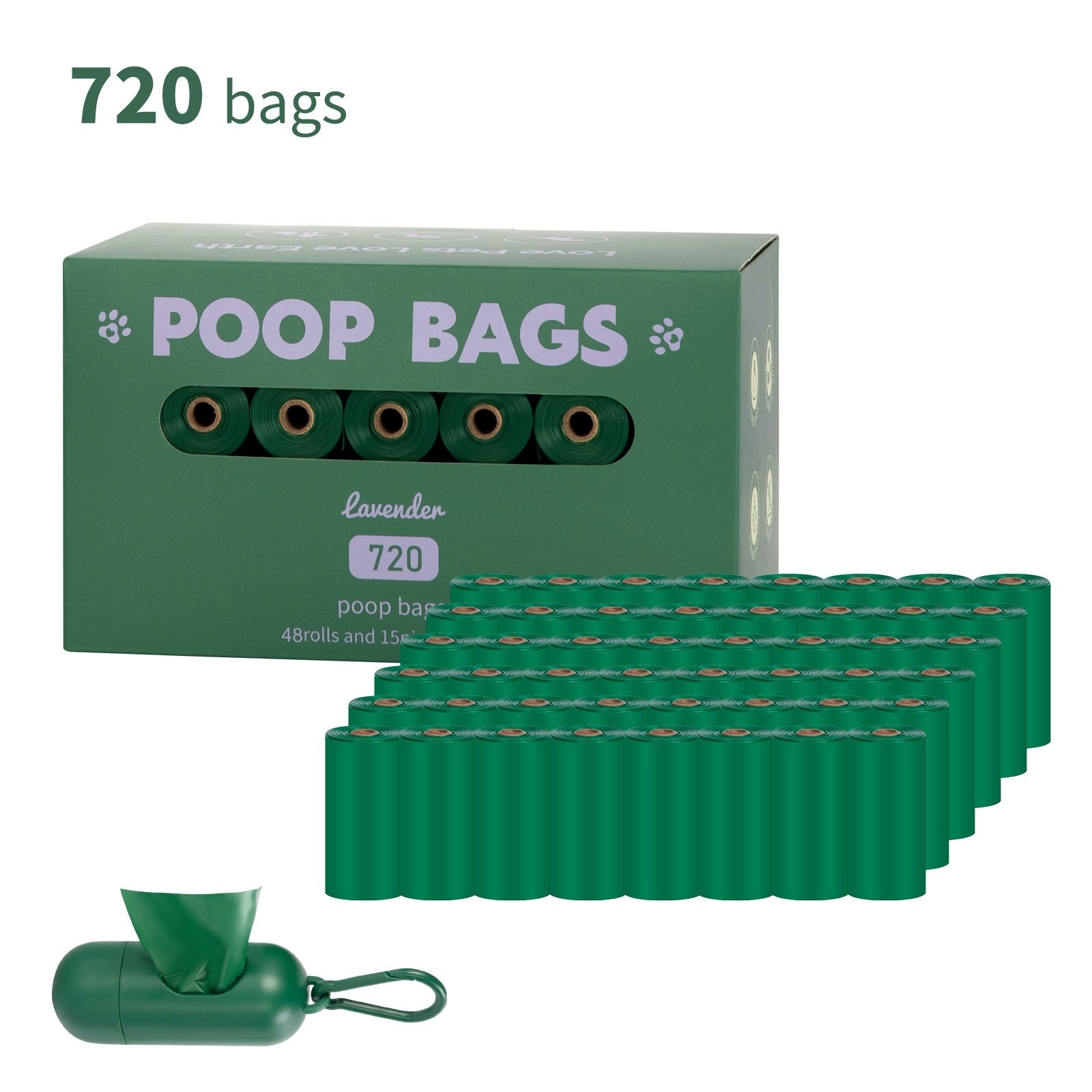 Vest Style Dog Waste Bags 120 Count Degradable Poop Picking Bags Green PE Material
